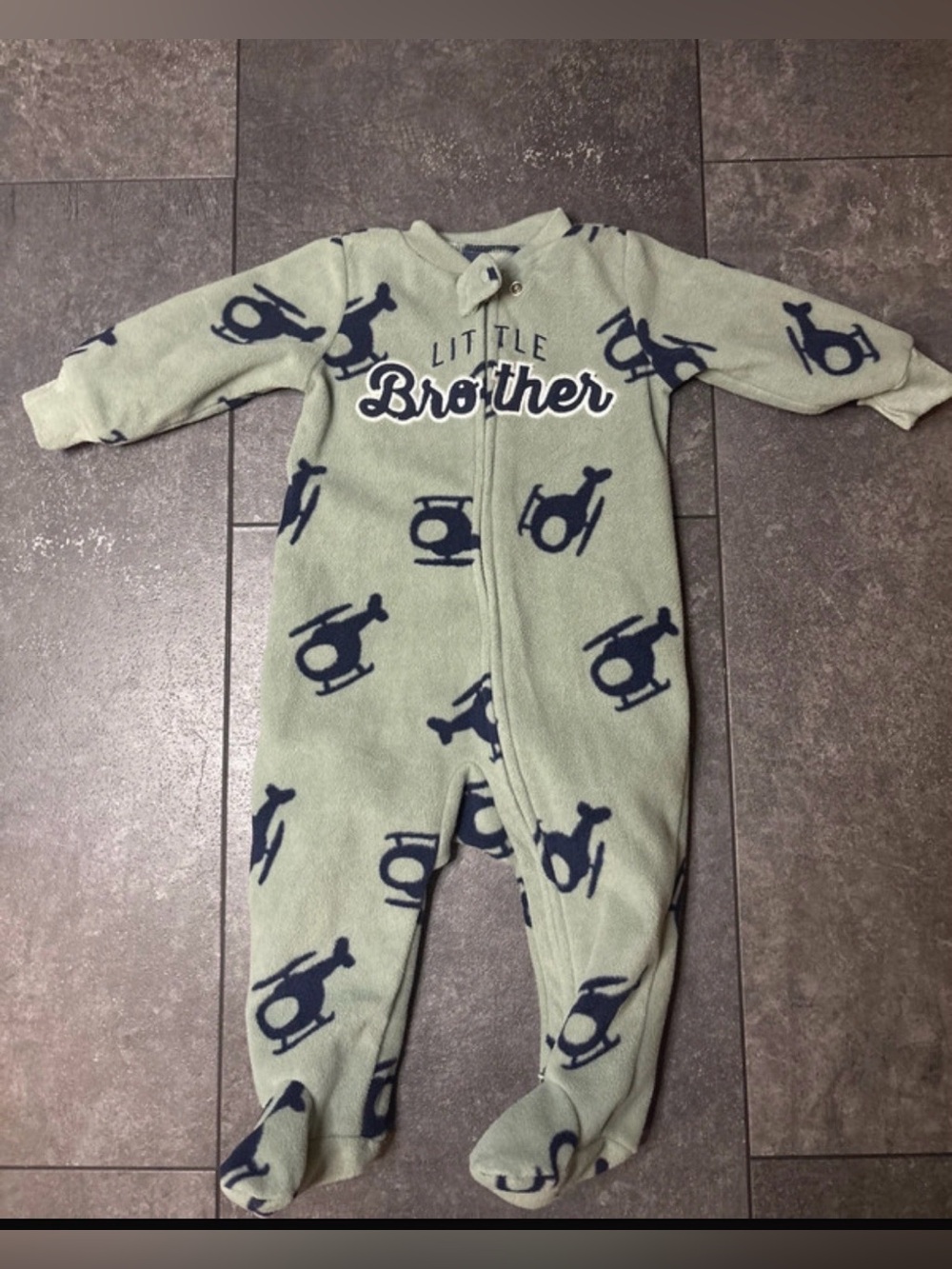 Carter's Green Helicopter 'Little Brother' Fleece Footed One-Piece